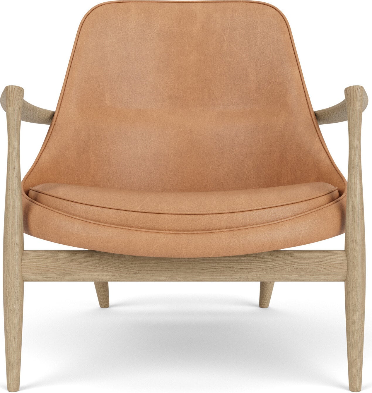 Elizabeth Lounge Sessel, helle Eiche, gepolstert, mattes Kamelleder