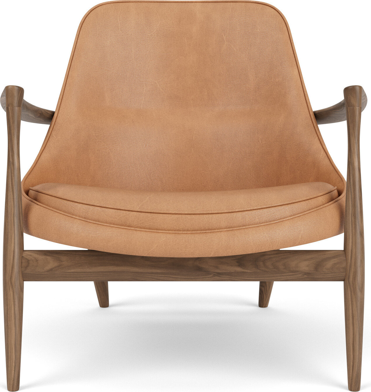 Elizabeth Lounge Sessel, Nussbaum, gepolstert, mattes Kamelleder