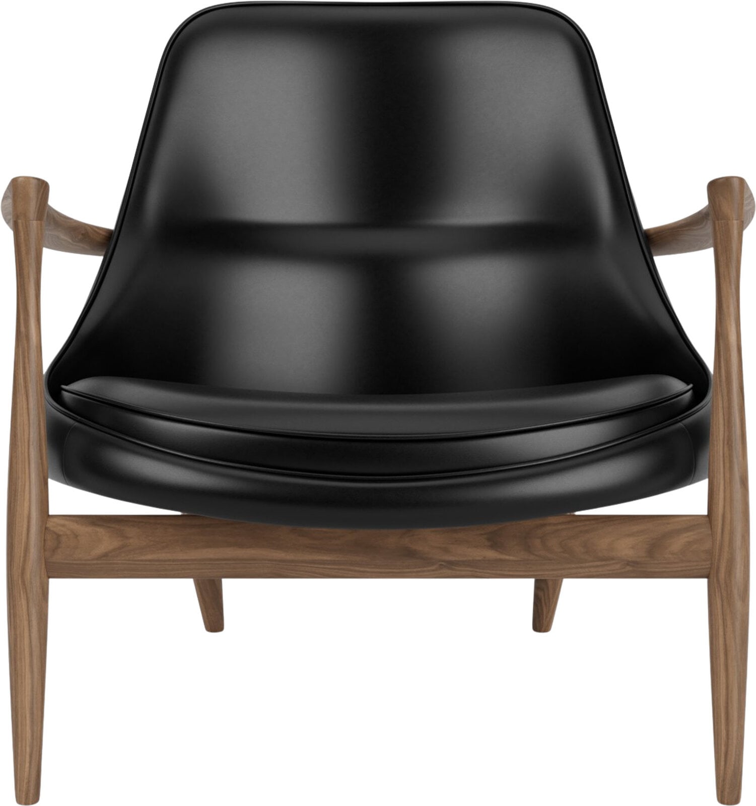 Elizabeth Lounge Sessel, Nussbaum, gepolstert, schwarzes Leder