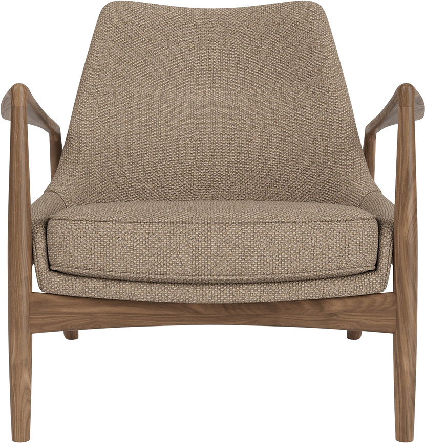 Fotel The Seal Lounge 73 cm orzech tapicerowany beżowy