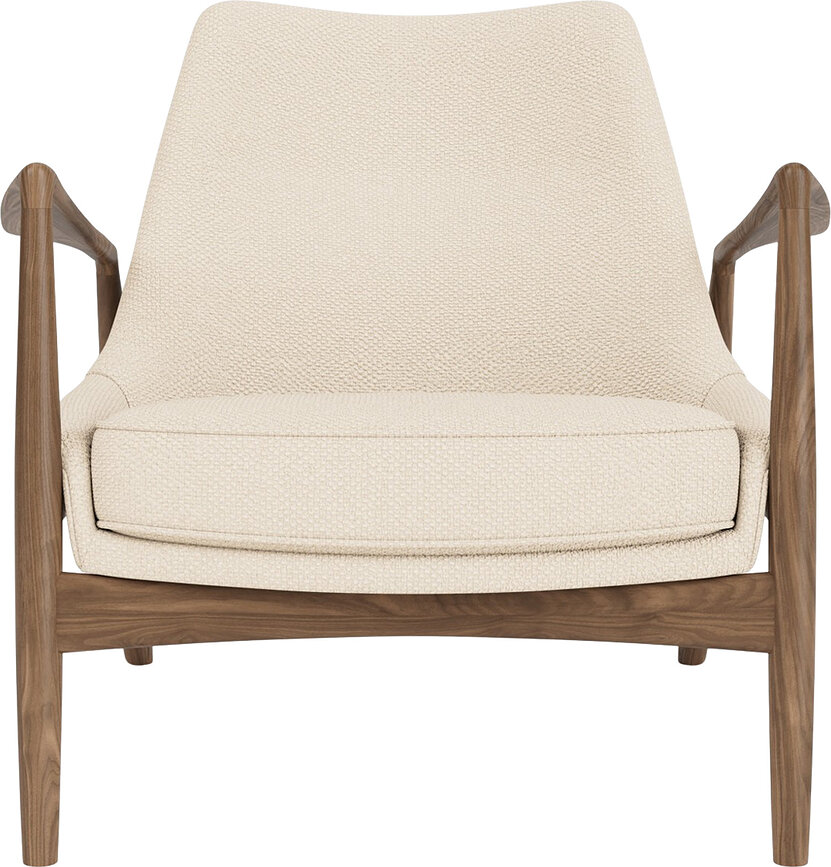 Fotel The Seal Lounge 73 cm orzech tapicerowany kremowy