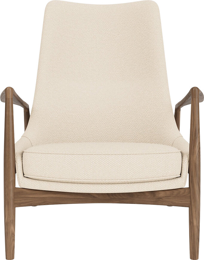 Fotel The Seal Lounge 92 cm orzech tapicerowany kremowy