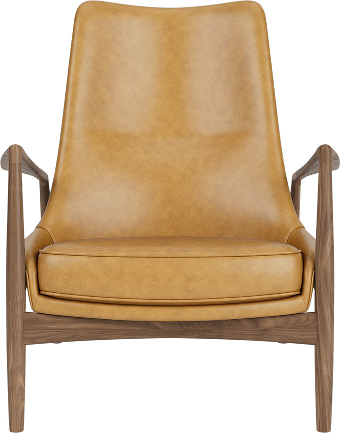 Fotel The Seal Lounge 92 cm orzech tapicerowany skóra koniak