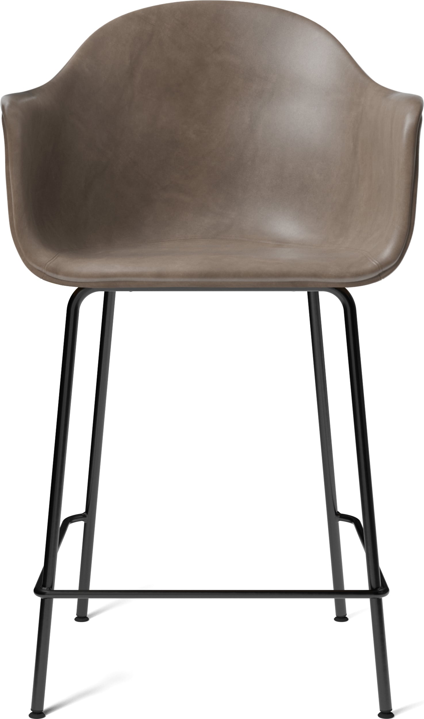 Harbour Barstuhl 102 cm grau mit Armlehnen aus Leder mit schwarzen Beinen