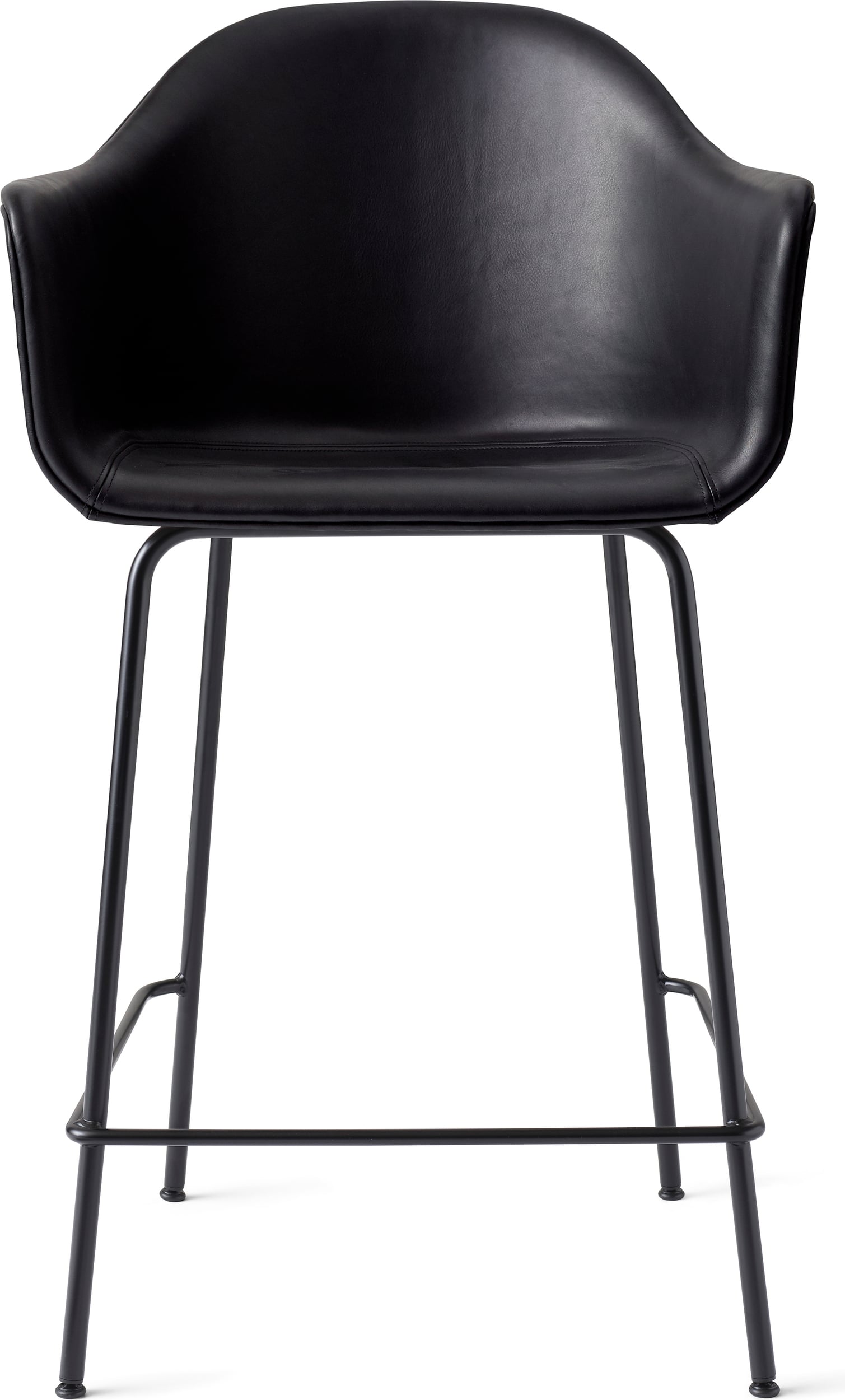 Harbour Barstuhl 102 cm schwarz mit Armlehnen aus Leder mit schwarzen Beinen
