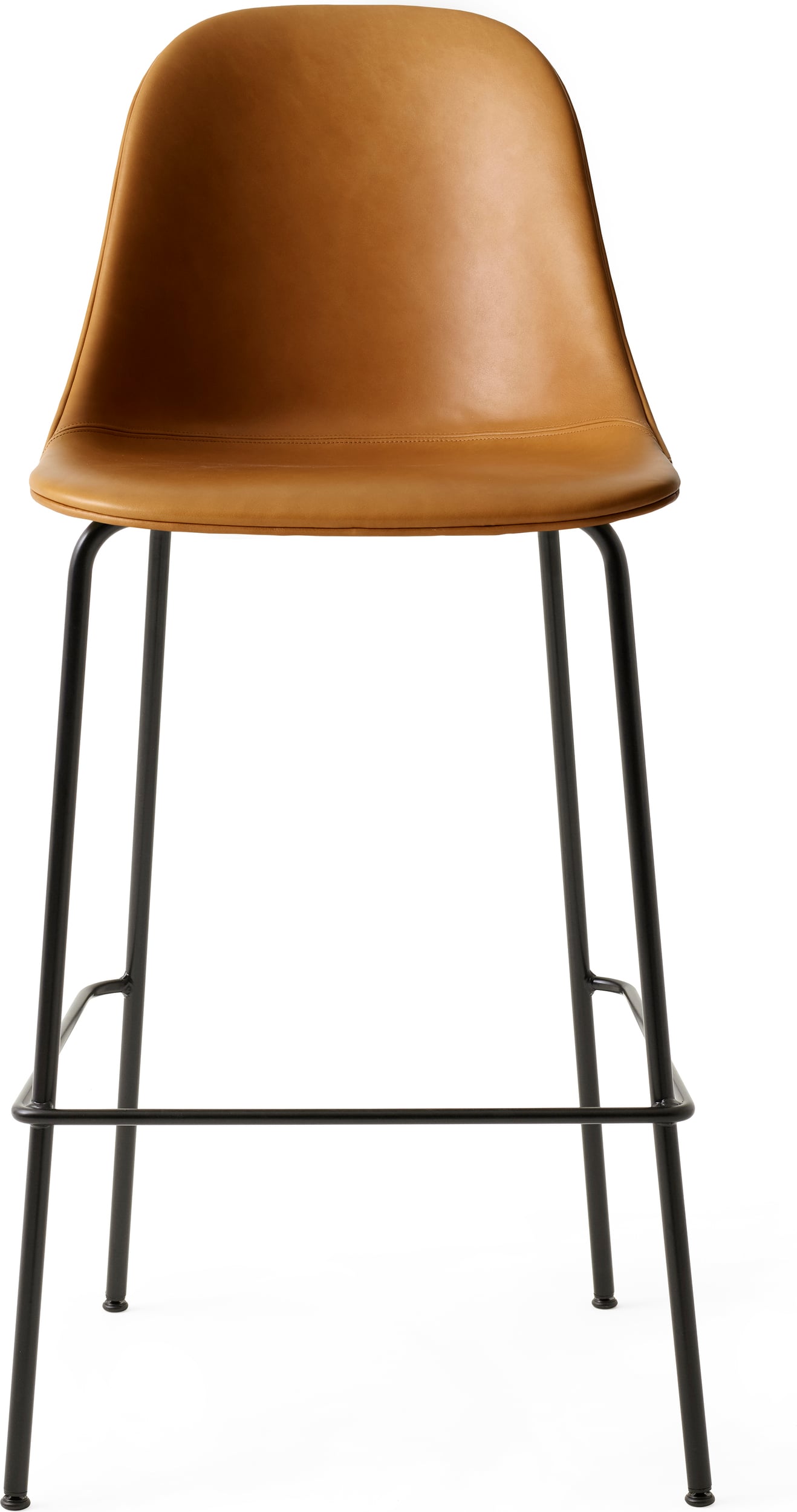Harbour Barstuhl 75 cm Cognacbraun aus Leder mit schwarzen Beinen