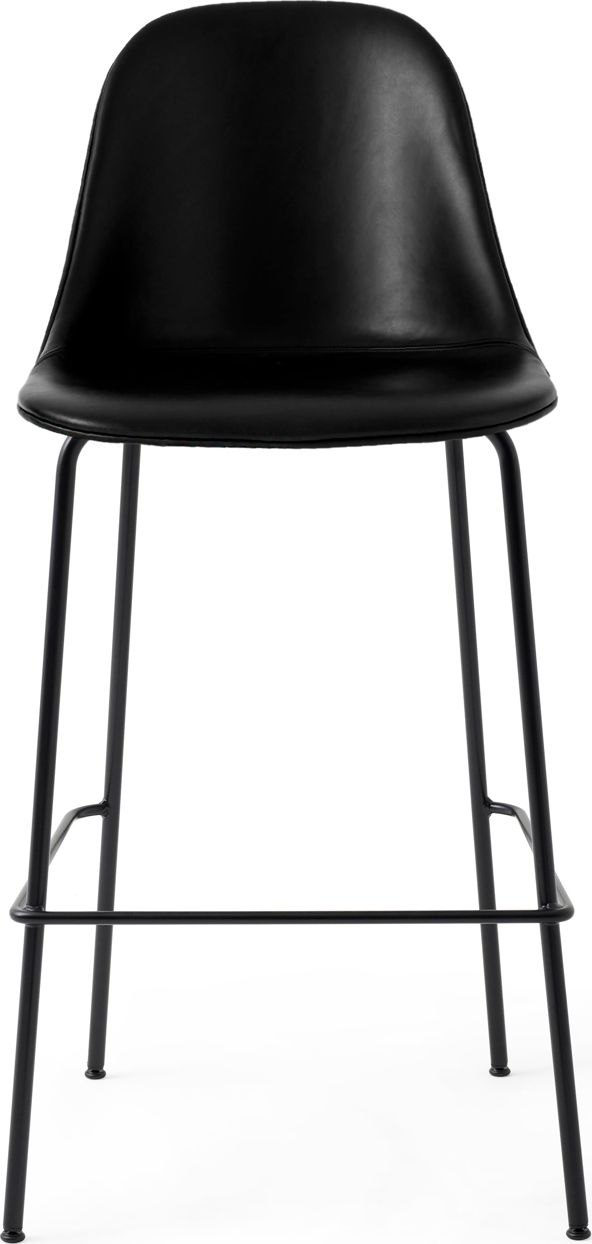 Harbour Barstuhl 75 cm schwarz aus Leder mit schwarzen Beinen