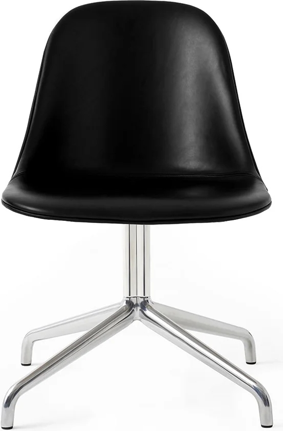 Harbour Drehstuhl 81 cm schwarz aus Leder auf Aluminiumbeinen