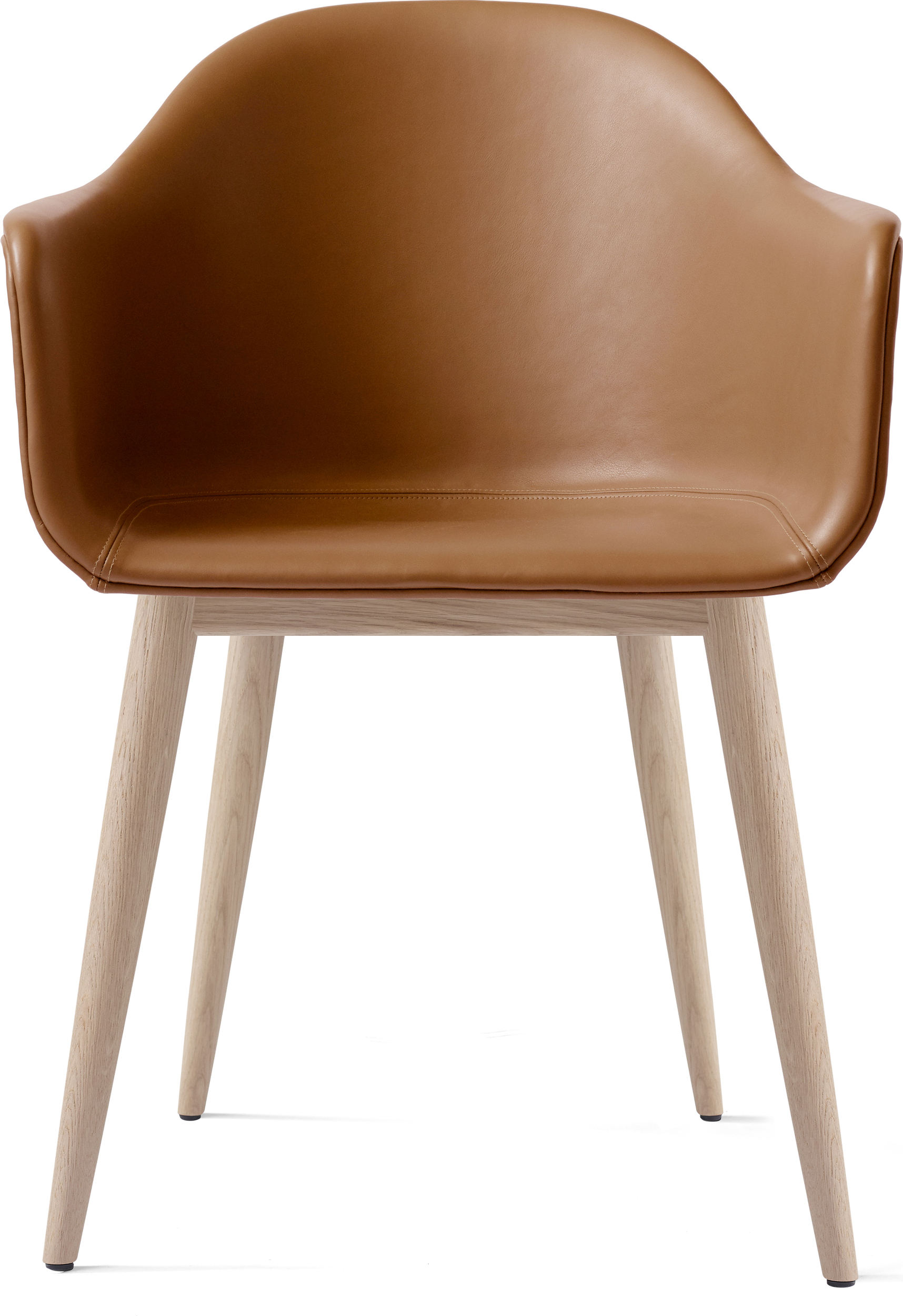 Harbour Stuhl 81 cm Cognacbraun aus Leder auf Eichenbeinen