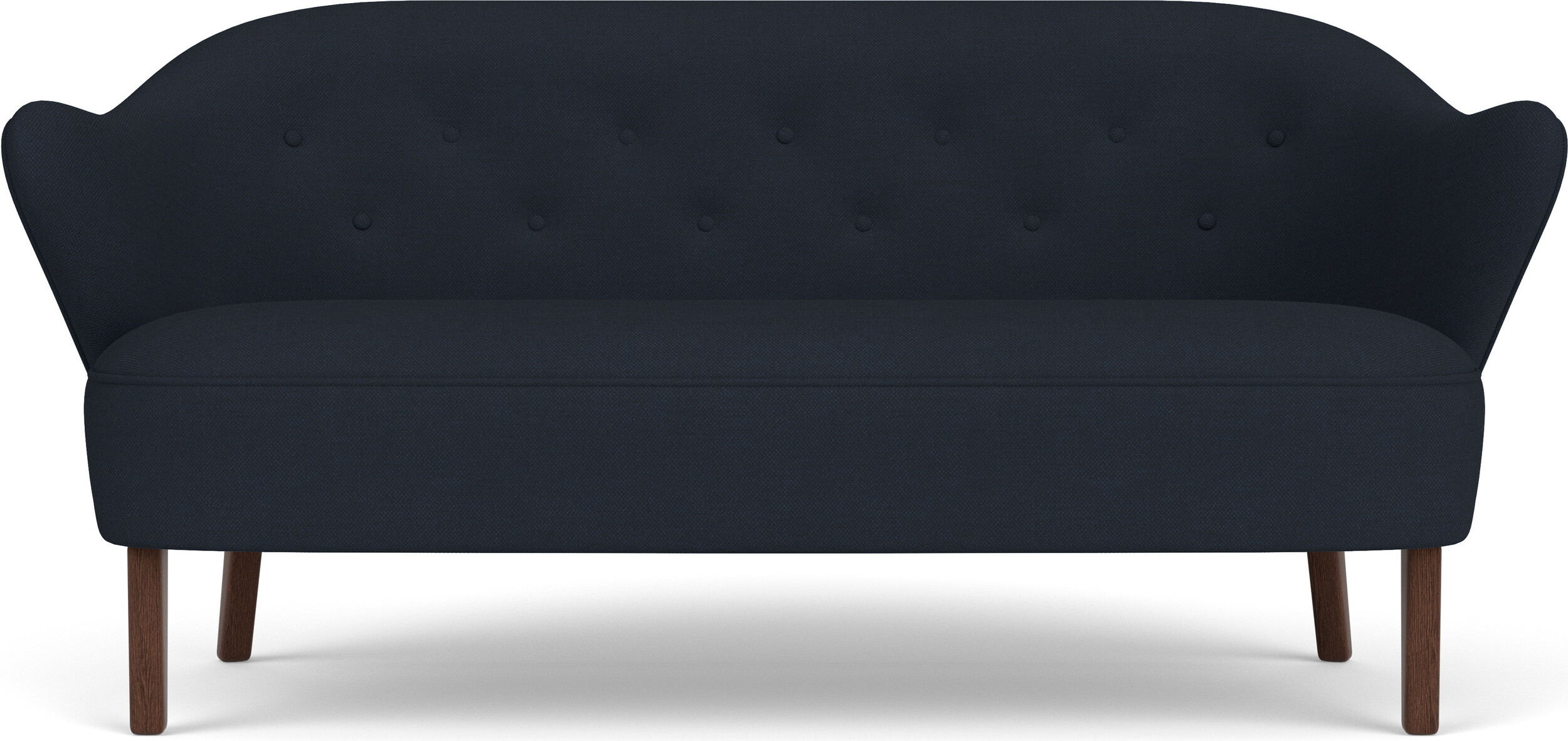 Ingeborg 2-Sitzer-Sofa marineblau auf dunklen Eichenbeinen