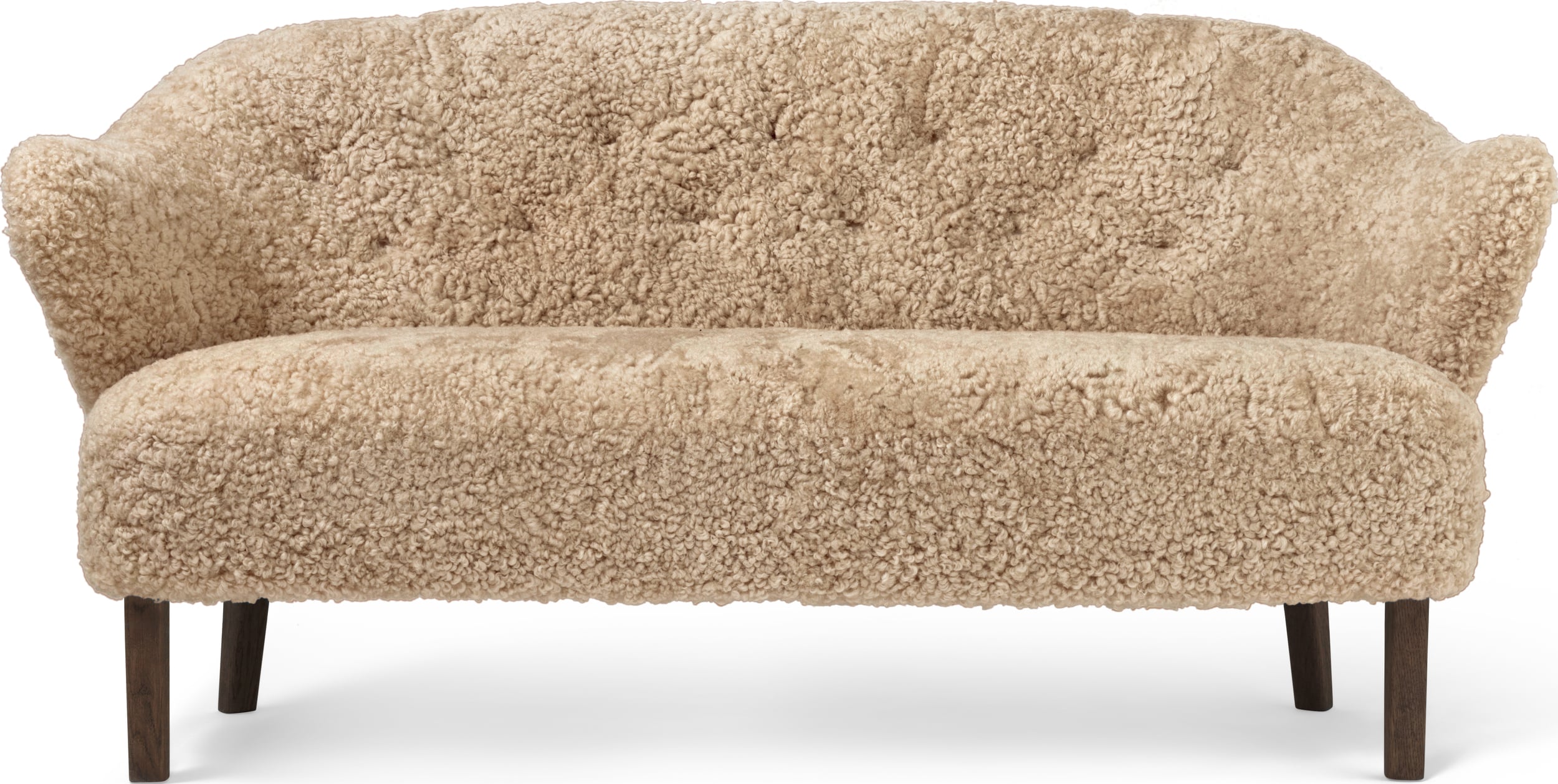 Ingeborg Sheepskin 2-Sitzer-Sofa beige auf dunklen Eichenbeinen