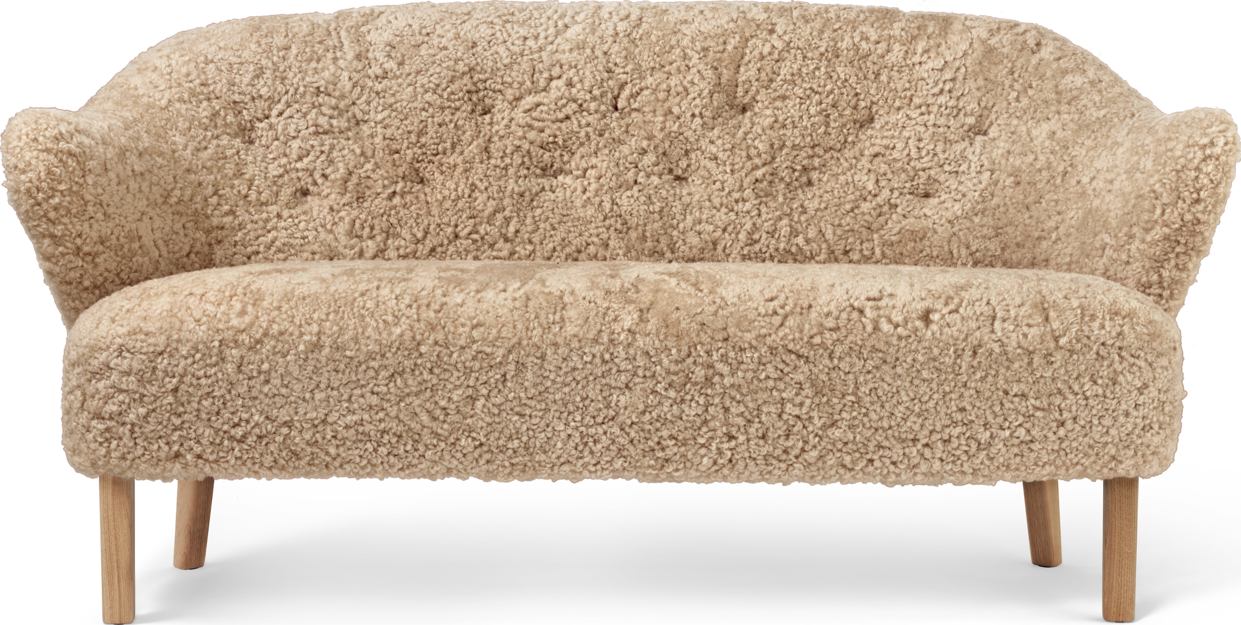 Ingeborg Sheepskin 2-Sitzer-Sofa beige auf Eichenbeinen
