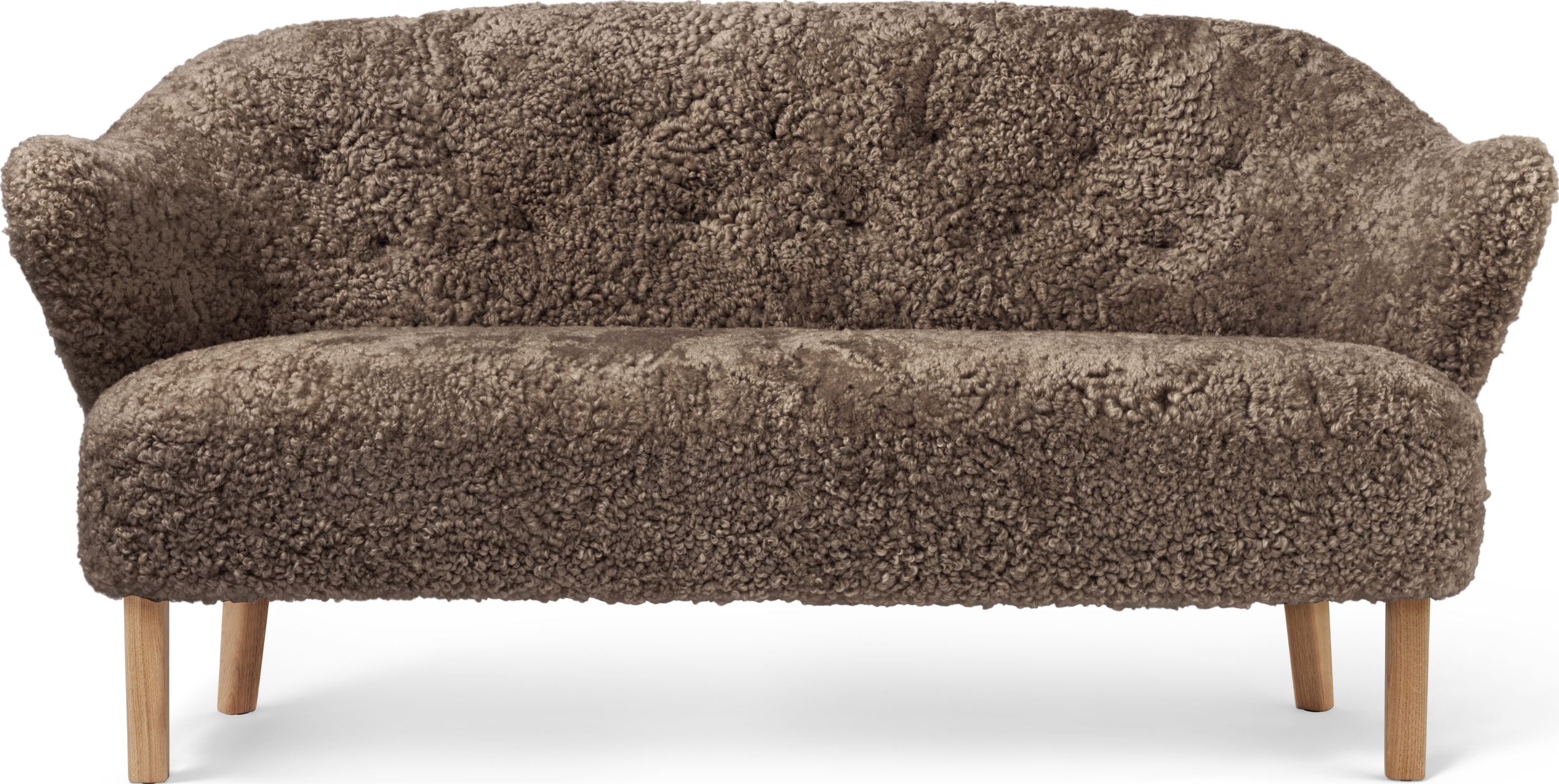 Ingeborg Sheepskin 2-Sitzer-Sofa braun auf Eichenbeinen