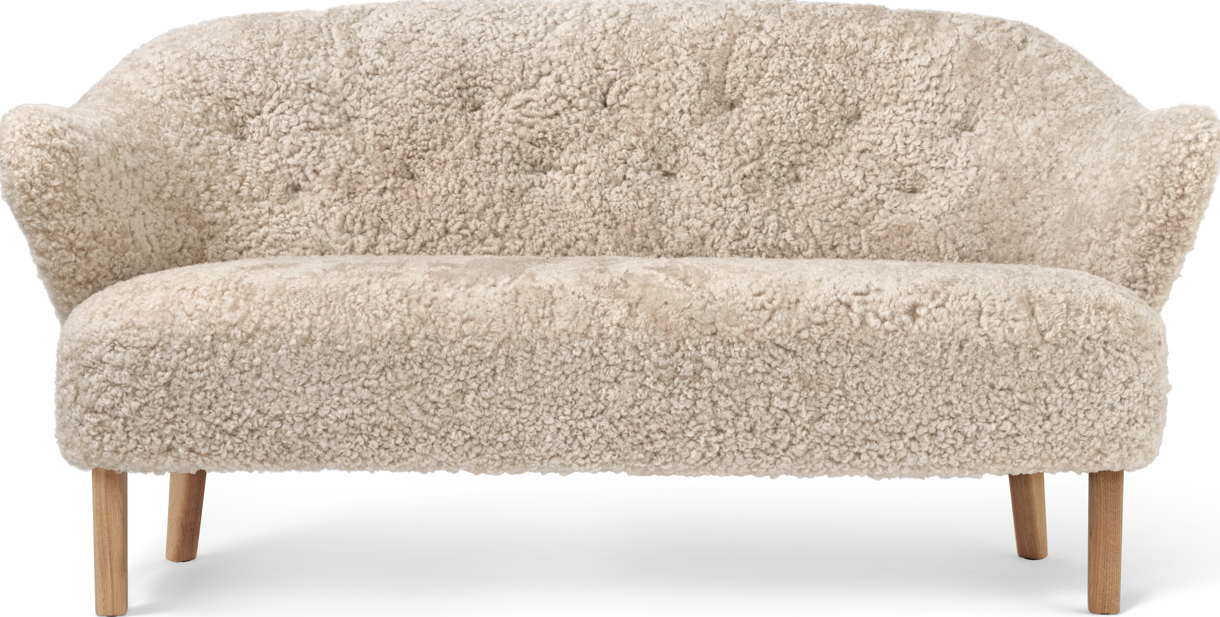 Ingeborg Sheepskin 2-Sitzer-Sofa cremefarbig auf Eichenbeinen