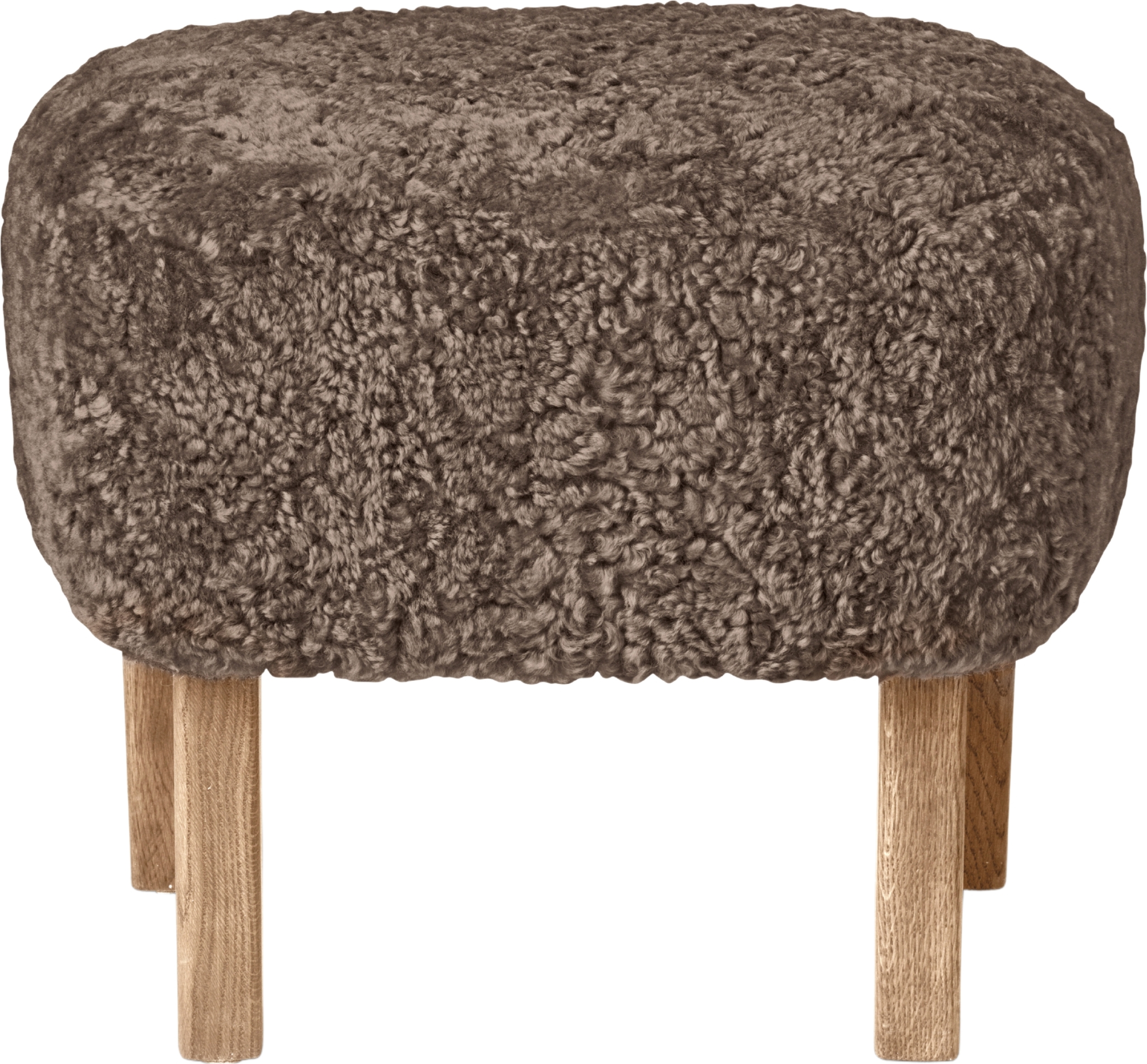 Ingeborg Sheepskin Fußbank braun auf Eichenbeinen