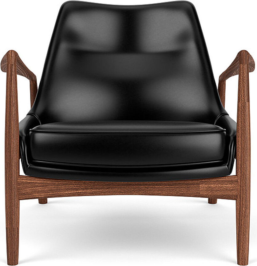 Křeslo The Seal Lounge 73 cm, ořech, čalouněné, černá kůže