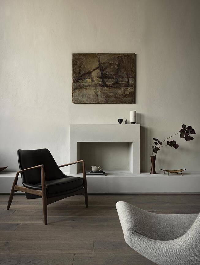 Kreslo The Seal Lounge 73 cm, orech, čalúnené, koža, hnedé