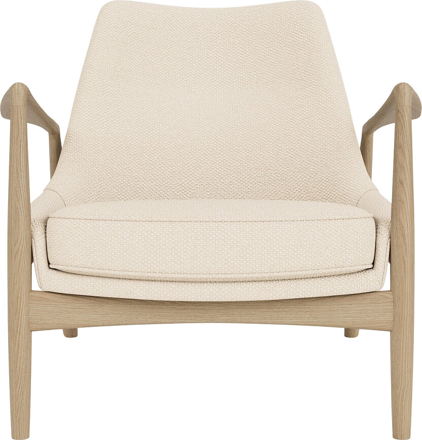 Křeslo The Seal Lounge 73 cm, světlý dub, čalouněné, krémové