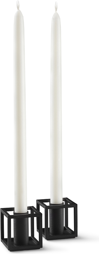 Kubus Micro Porte-bougies, noirs, Lot de 2