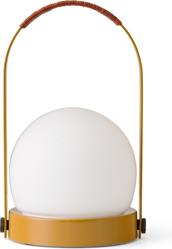 Lampe sans fil Carrie dorée avec poignée en cuir