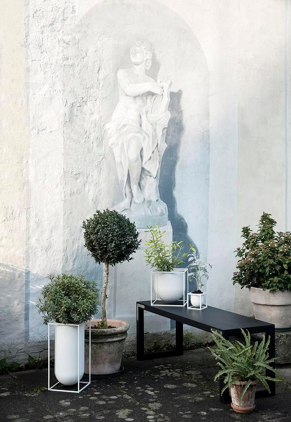 Macetero con soporte Kubus, 10 cm, blanco