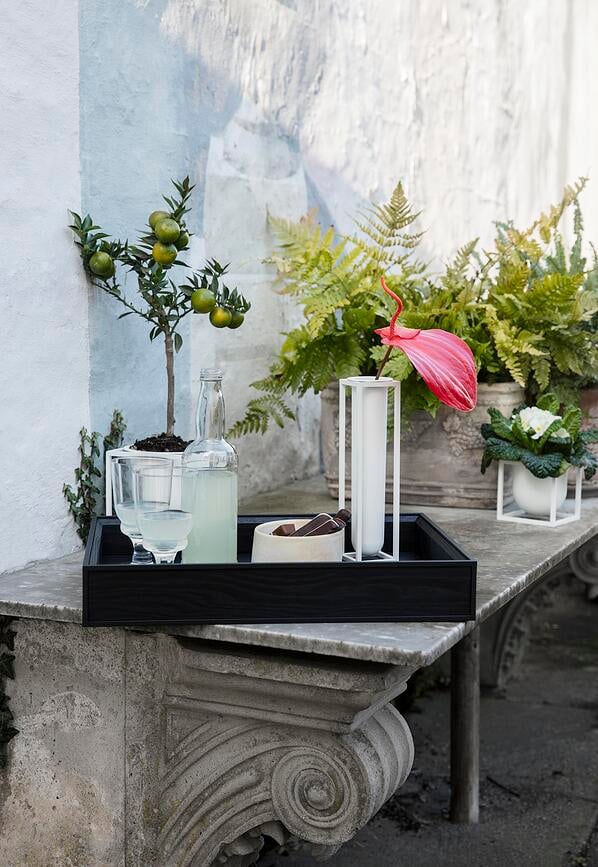 Macetero con soporte Kubus, 10 cm, blanco