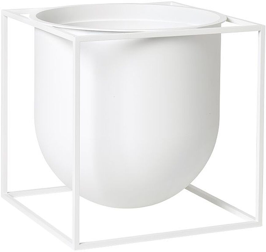 Macetero con soporte Kubus, 23 cm, blanco