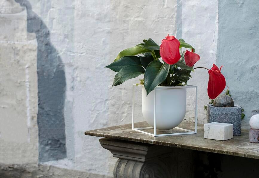 Macetero con soporte Kubus, 23 cm, negro