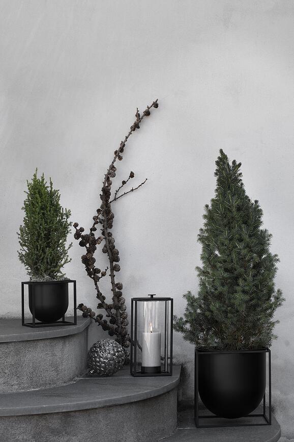 Macetero con soporte Kubus, 23 cm, negro