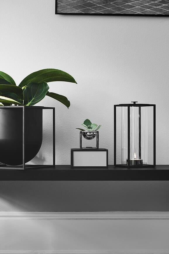 Macetero con soporte Kubus, 23 cm, negro