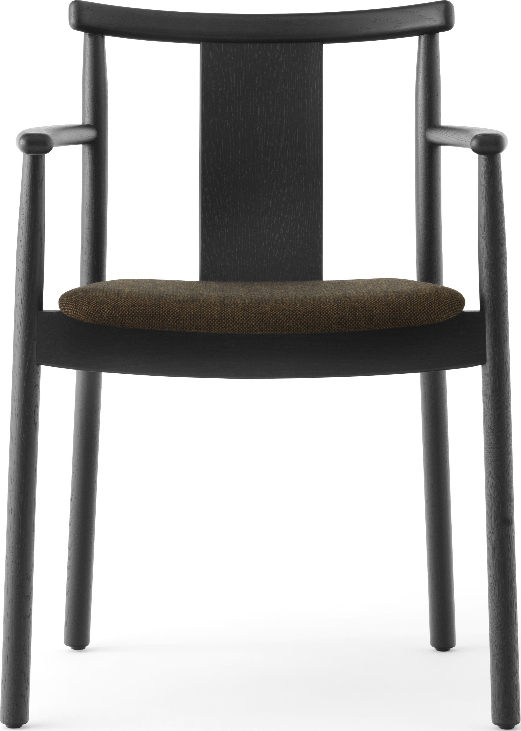 Merkur Stuhl dunkelbraun schwarze Eiche mit Armlehnen mit gepolstertem Sitz