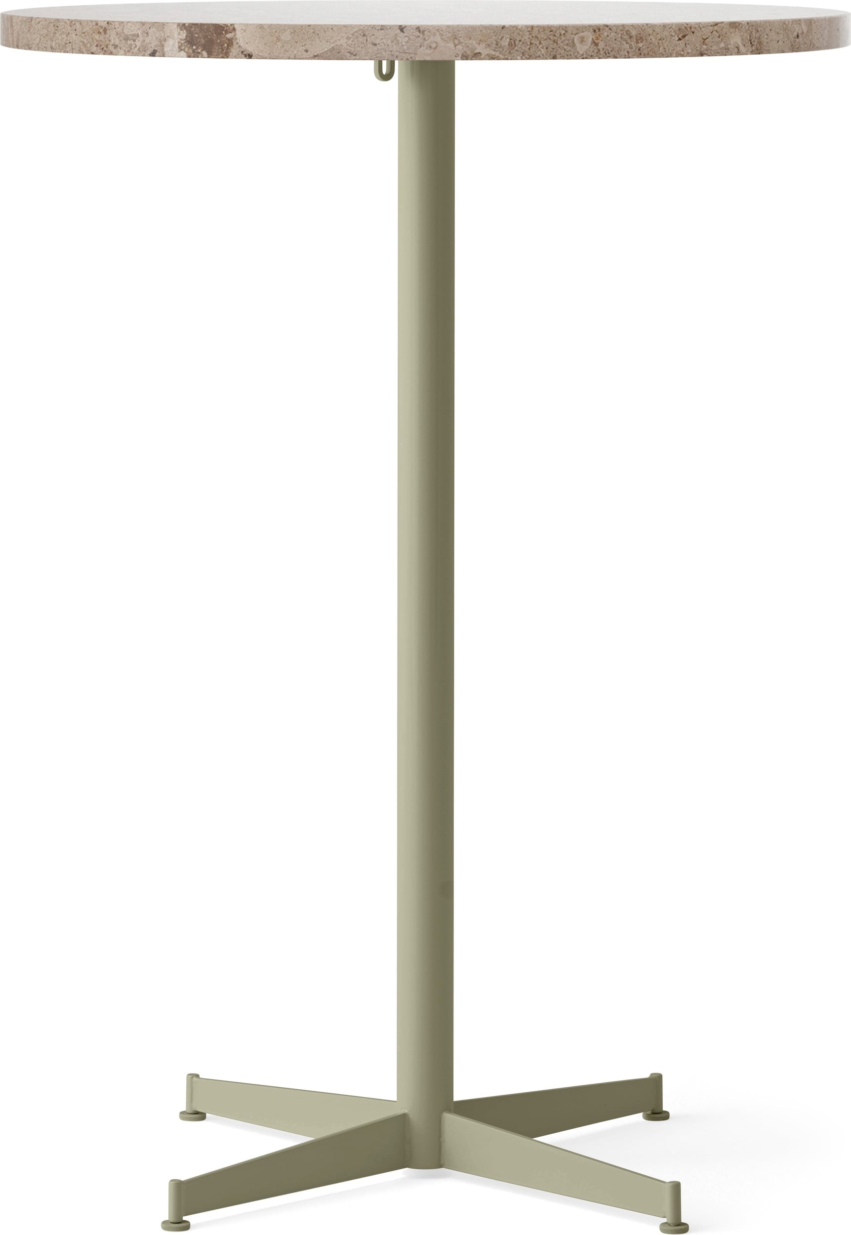 Nook Star Base Bartisch hoch 80 cm, Kunis Breccia, mit olivfarbenem Fuß