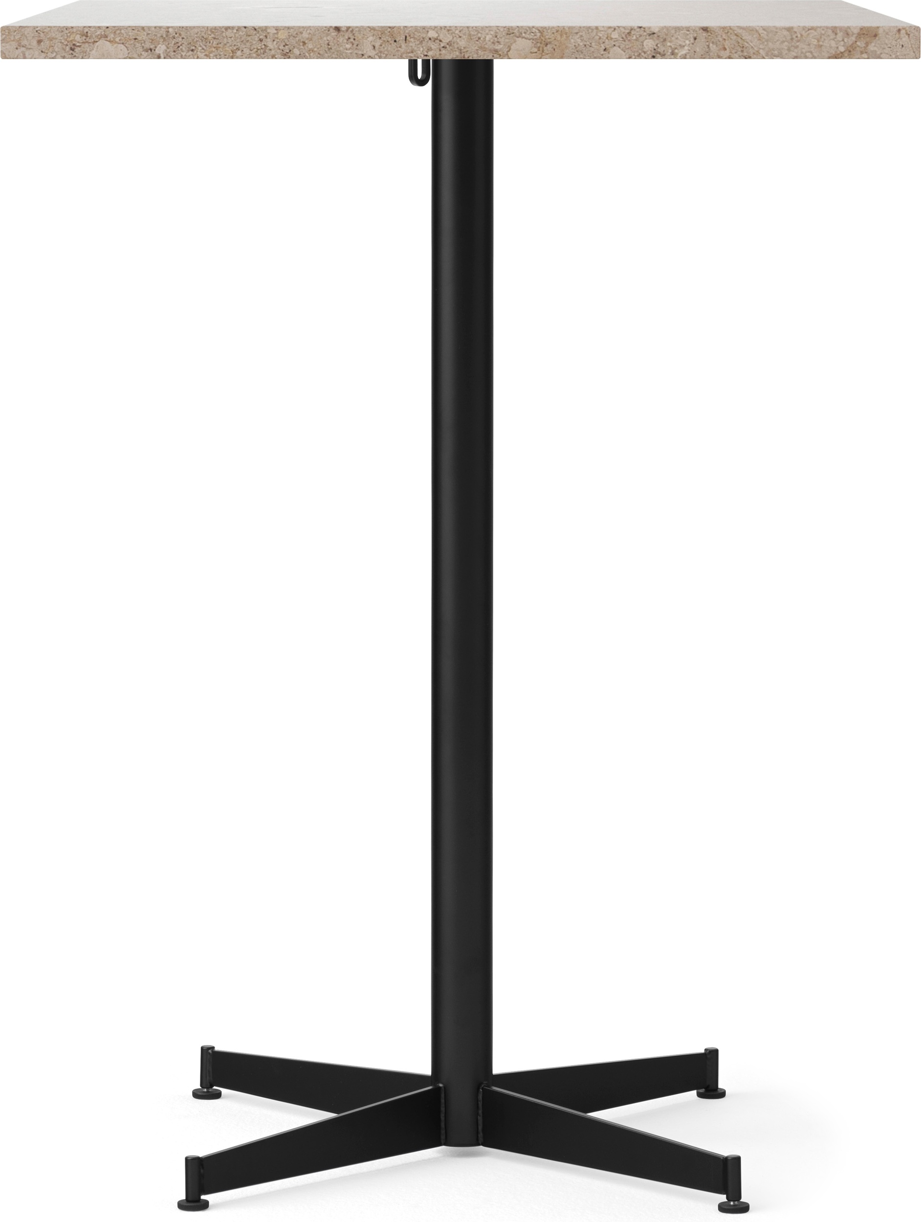 Nook Star Base Bartisch, quadratisch, 93 cm, Kunis Breccia, schwarzes Gestell