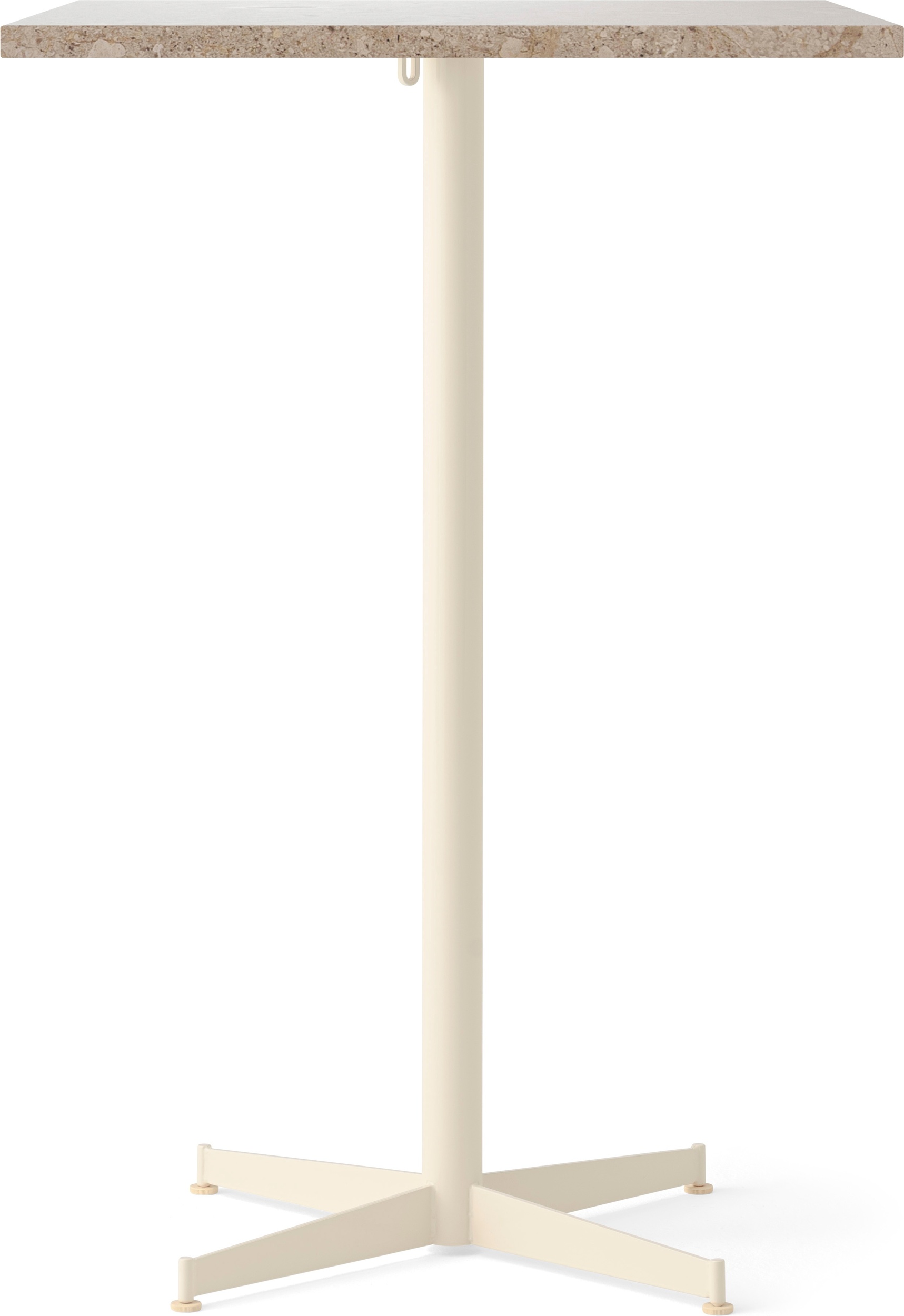 Nook Star Base Kunis Breccia Bartisch, quadratisch, 103 cm, cremefarbener Fuß