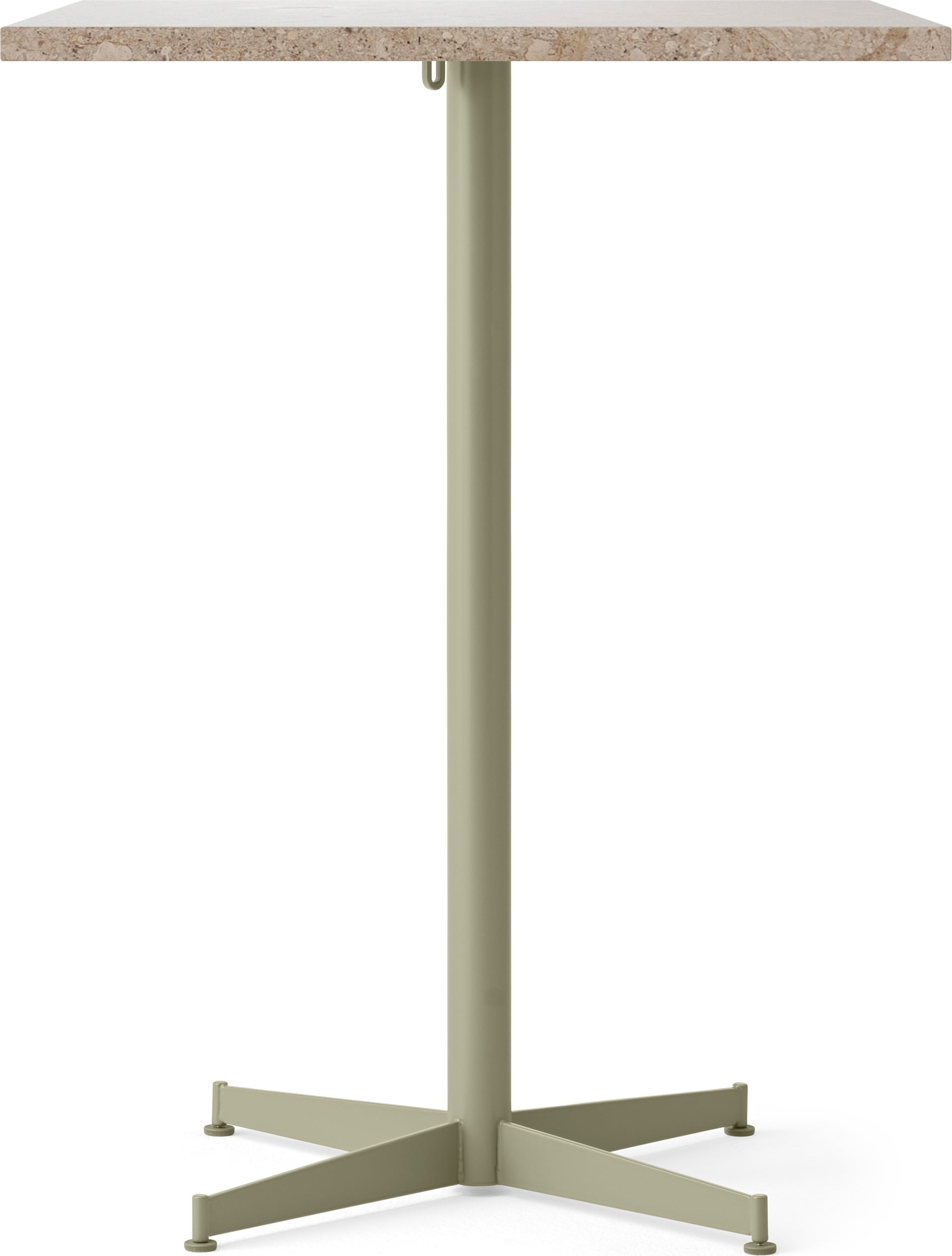 Nook Star Base Kunis Breccia Bartisch, quadratisch 93 cm, mit olivfarbenem Gestell