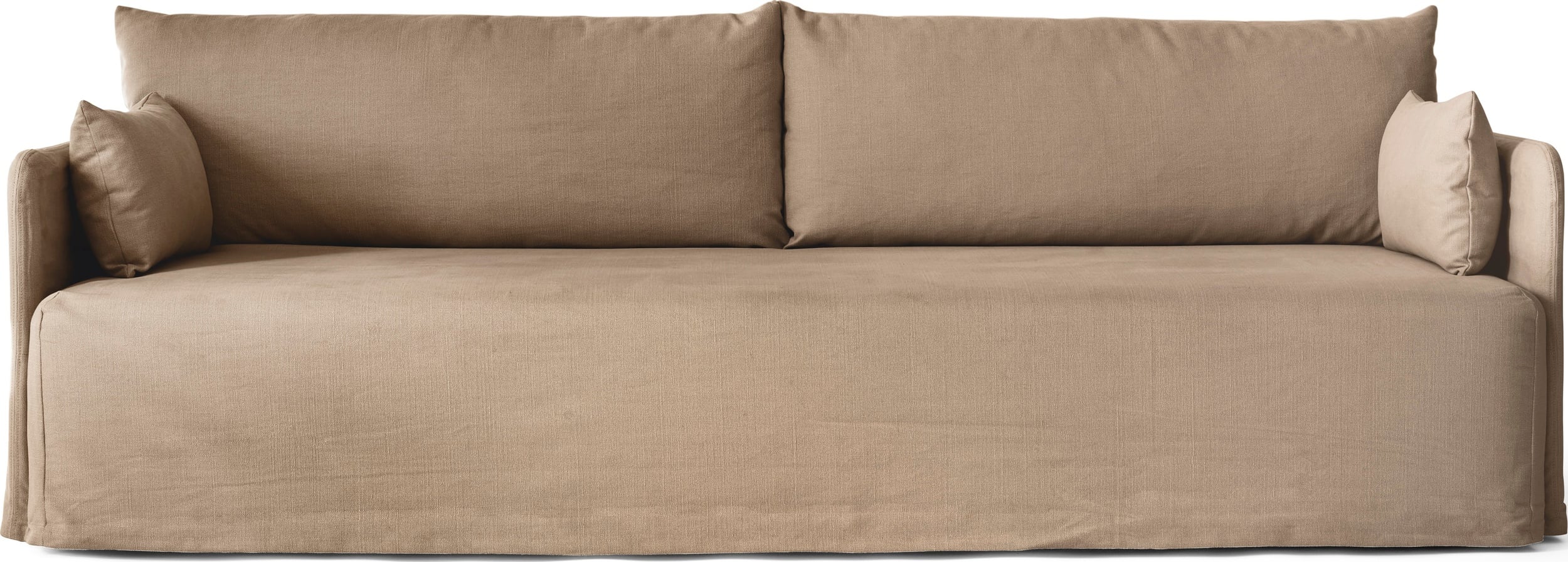 Offset Cotlin Dreier-Sofa dunkelbeige mit Schutzhülle