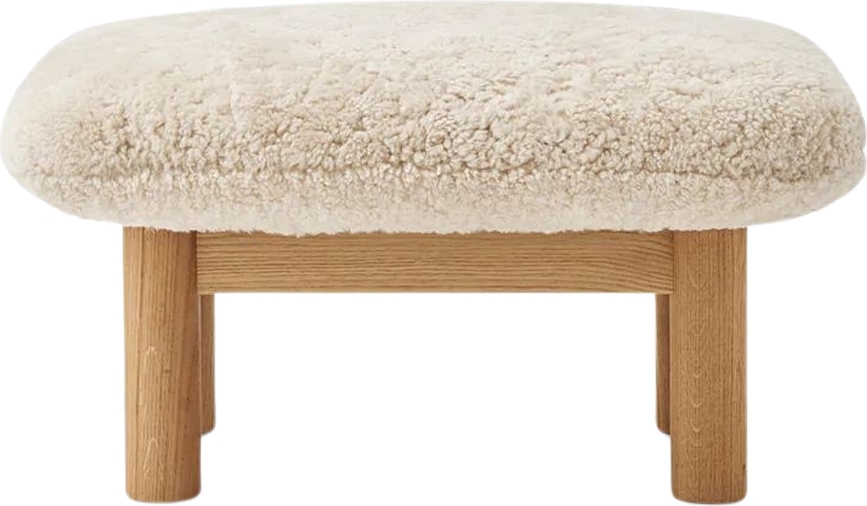 Podnožka Brasilia Sheepskin na dubových nožkách bílá