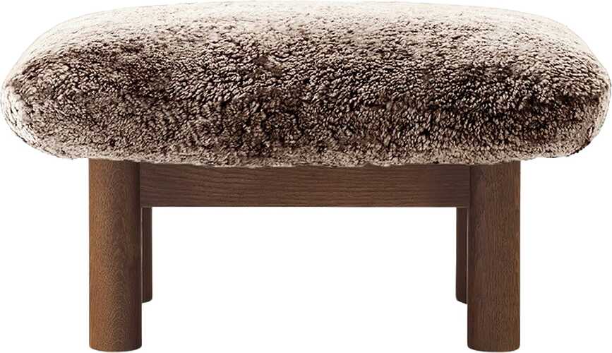 Podnožka Brasilia Sheepskin na tmavých dubových nožkách hnědá