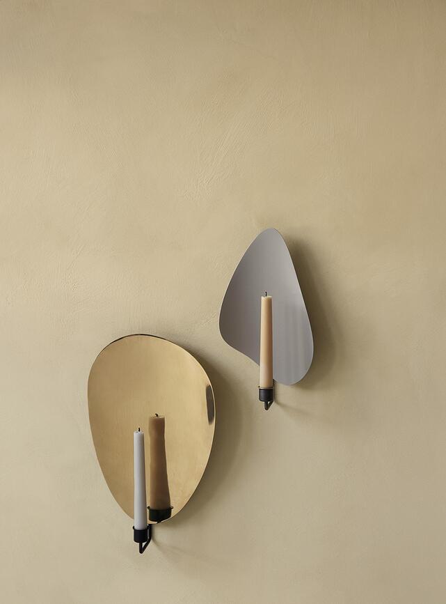 Candelabro de pared Flambeau, 40 cm, gris, para vela clásica