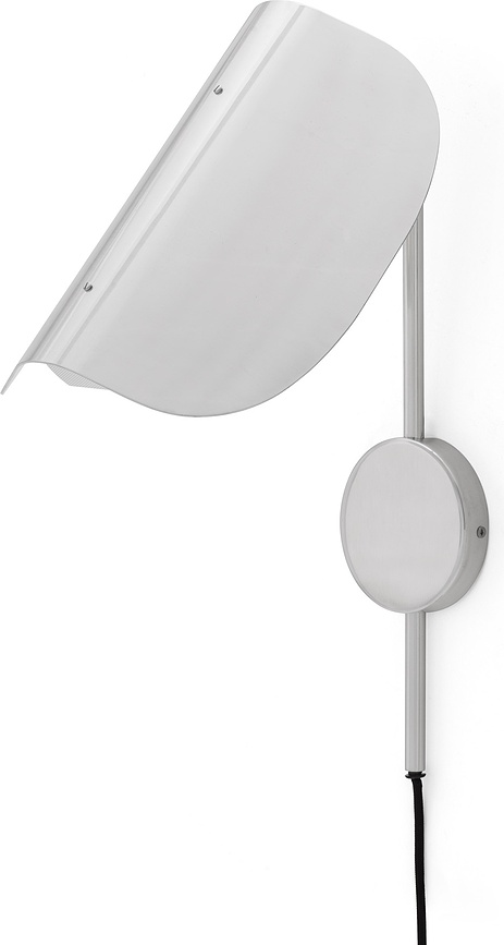 Stenska svetilka z zatemnilnikom Wing, poliran aluminij