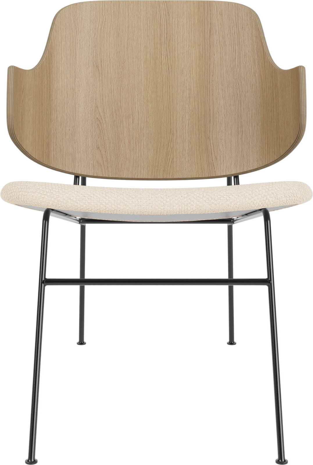 The Penguin Lounge Stuhl, helle Eiche mit gepolstertem Sitz, Creme