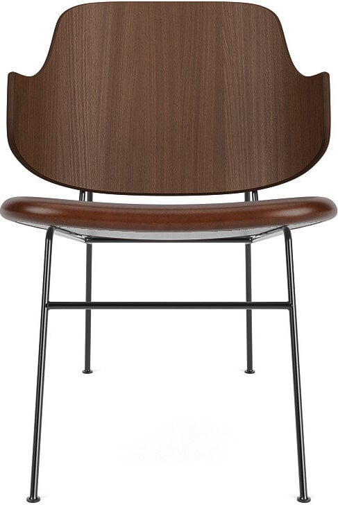 The Penguin Lounge Stuhl, Nussbaum mit gepolstertem Sitz, Braunes Leder