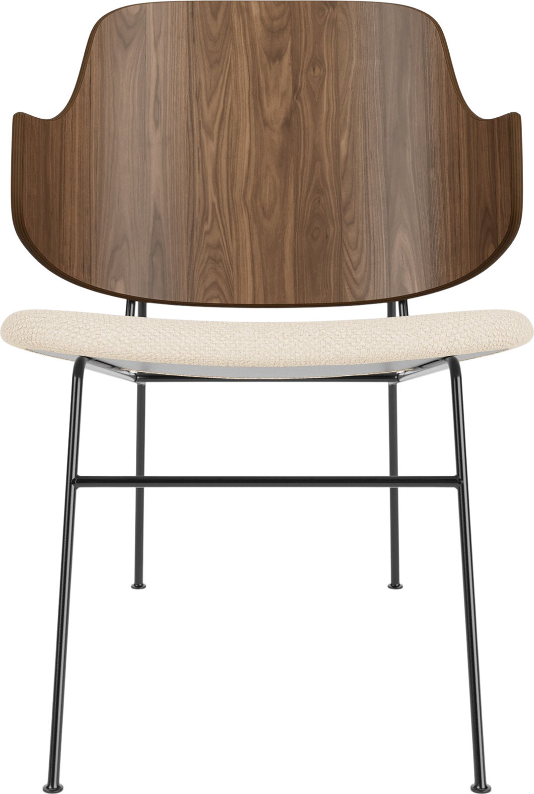 The Penguin Lounge Stuhl, Nussbaum mit gepolstertem Sitz, Creme