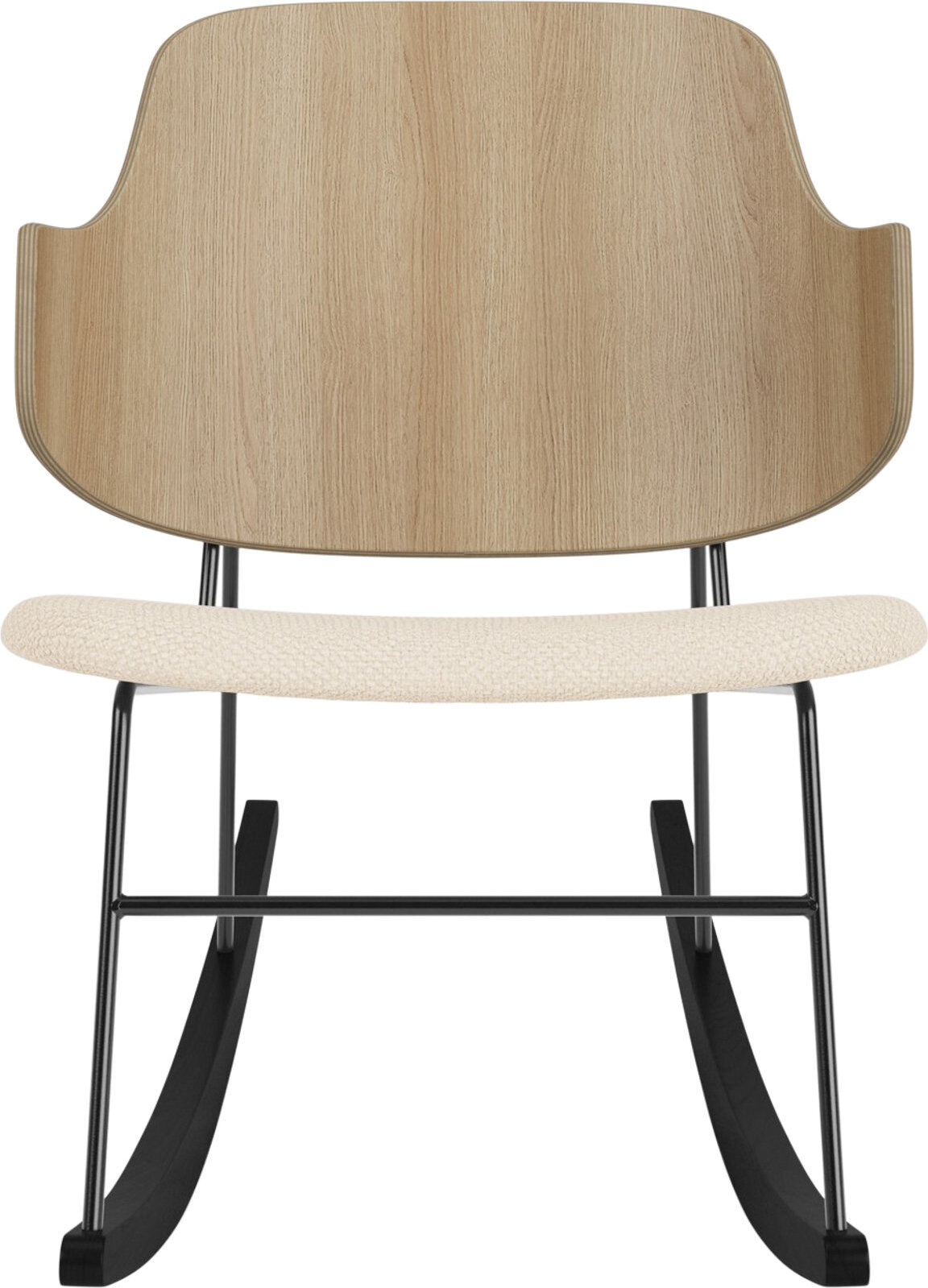 The Penguin Schaukelstuhl, helle Eiche mit gepolstertem Sitz, Creme