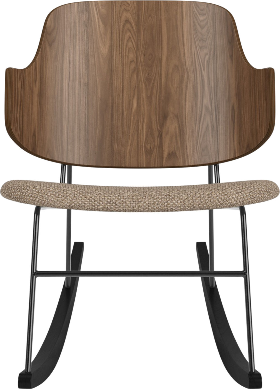 The Penguin Schaukelstuhl Nussbaum, mit gepolstertem Sitz, Beige