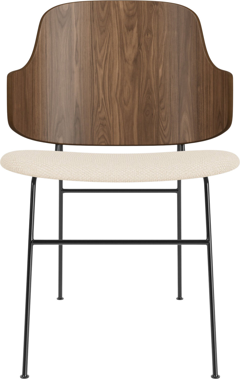 The Penguin Stuhl Nussbaum mit gepolstertem Sitz, Creme