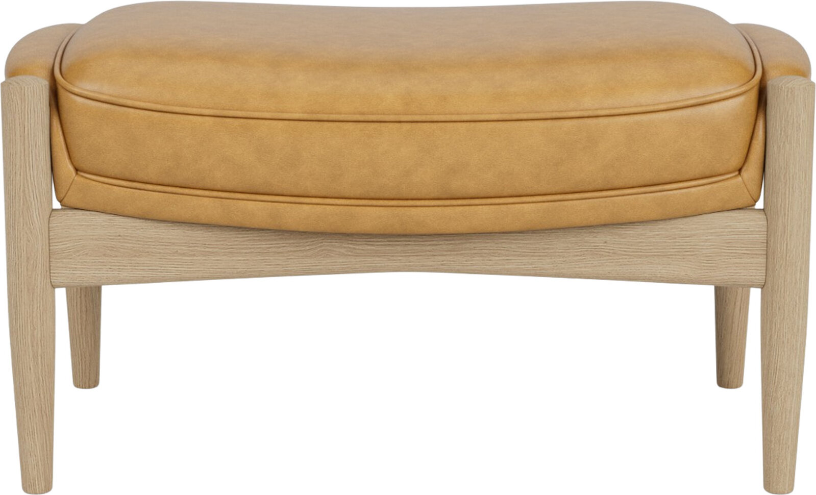 The Seal Fußhocker, helle Eiche, gepolstert, Cognac-Leder