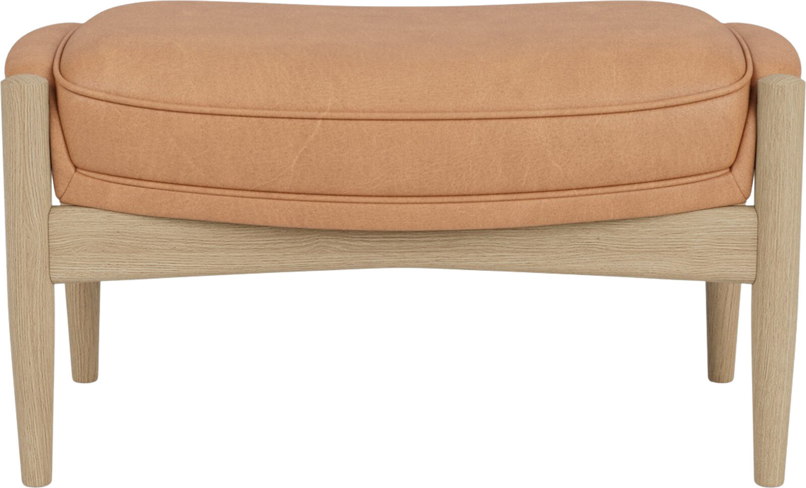 The Seal Fußhocker, helle Eiche, gepolstert, mattes Kamelleder