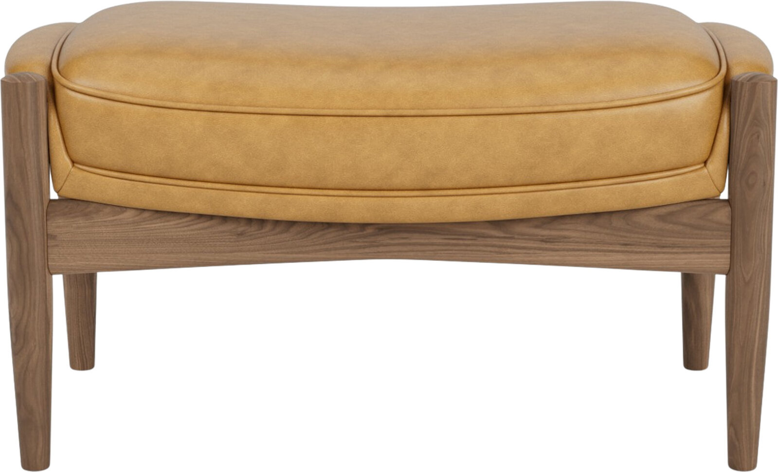 The Seal Fußhocker, Nussbaum, gepolstert, Leder, Cognac