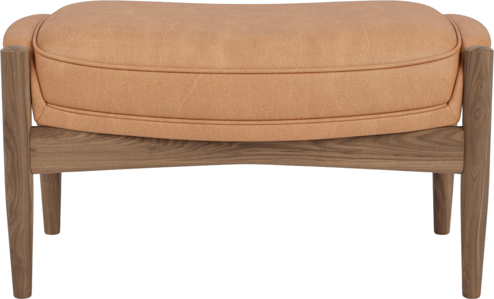 The Seal Fußhocker, Nussbaum, gepolstert, mattes Leder, Camel